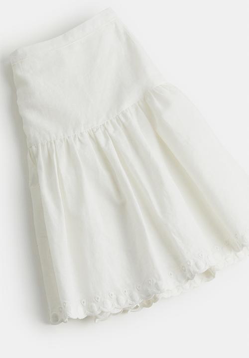 H&M - Linen-blend flared skirt - white
