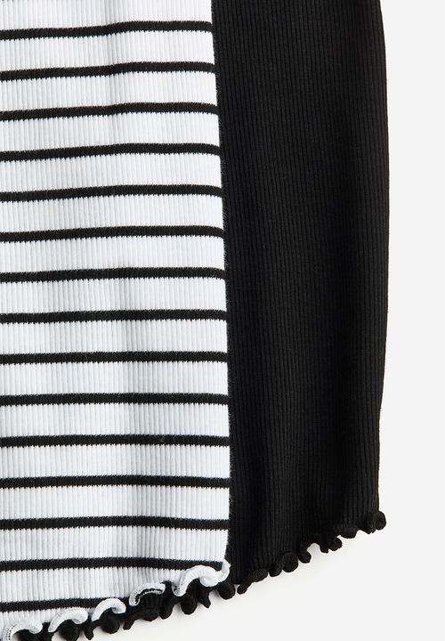 H&M - Mama 2 pack ribbed cotton tops - black/striped
