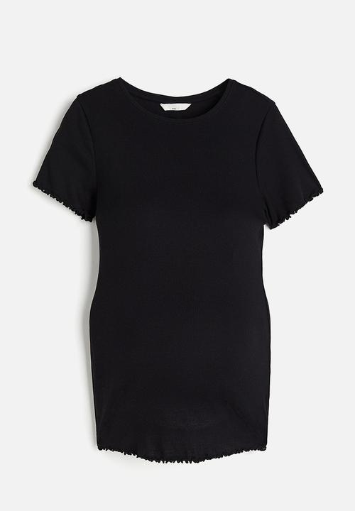 H&M - Mama 2 pack ribbed cotton tops - black/striped