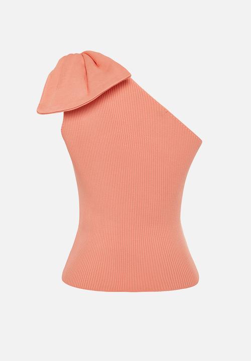 Trendyol - Single Sleeve Bow Detailed Knitwear Blouse - Orange 