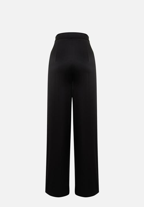 Trendyol - Wide Leg Woven Satin Trousers - Black 