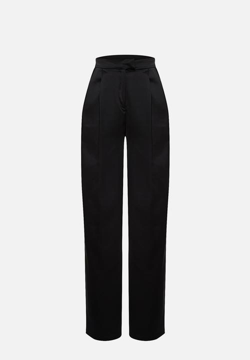 Trendyol - Wide Leg Woven Satin Trousers - Black 
