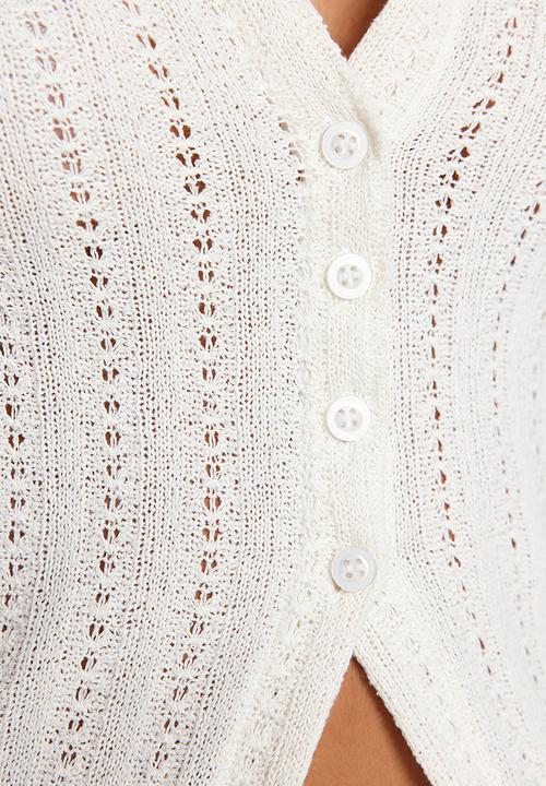 Trendyol - Fitted knit shirt - ecru