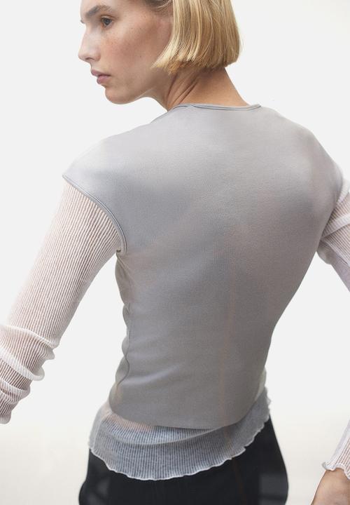 H&M - Cap-sleeved top - grey