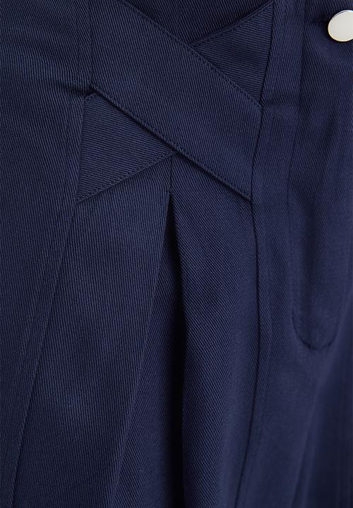 Trendyol - Cotton Carrot Pattern Stripe Detail Woven Trousers - Navy Blue 