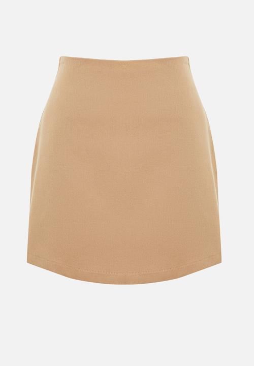 Trendyol - High Waist A-Line Mini Length Woven Skirt - Mink 