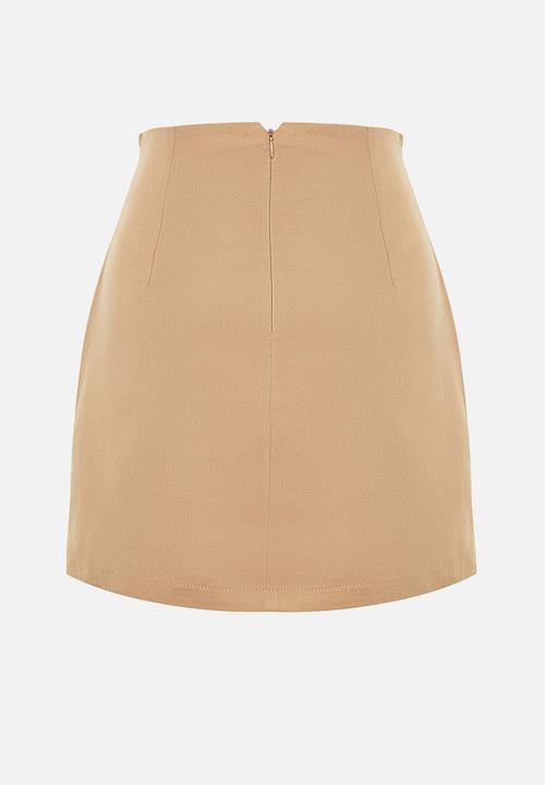 Trendyol - High Waist A-Line Mini Length Woven Skirt - Mink 