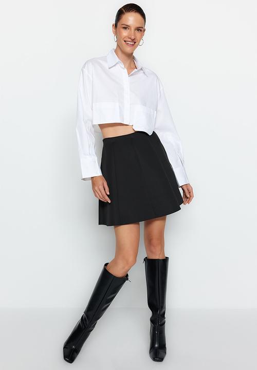 Trendyol - Skater mini knitted skirt - black