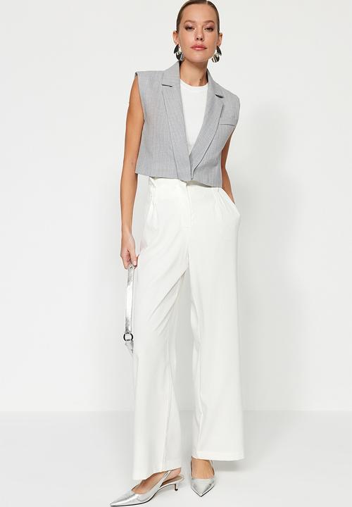 Trendyol - High waist wide leg woven trousers - ecru