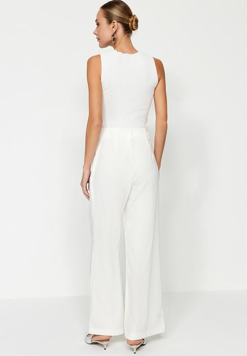 Trendyol - High waist wide leg woven trousers - ecru