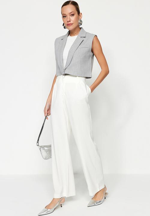 Trendyol - High waist wide leg woven trousers - ecru