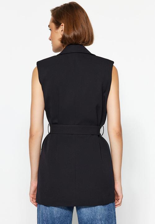 Trendyol - Regular tied woven vest - black
