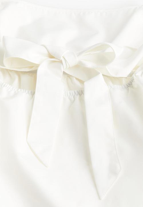 H&M - Tie-detail puff-sleeved blouse - cream