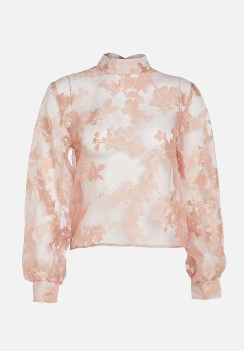 Trendyol - Floral patterned tied woven blouse - powder