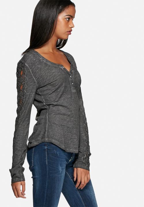 GUESS - Lace Trim Henley Top