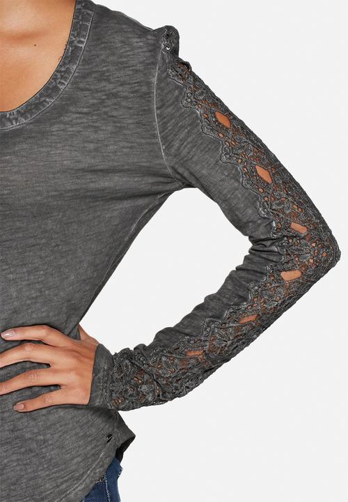 GUESS - Lace Trim Henley Top