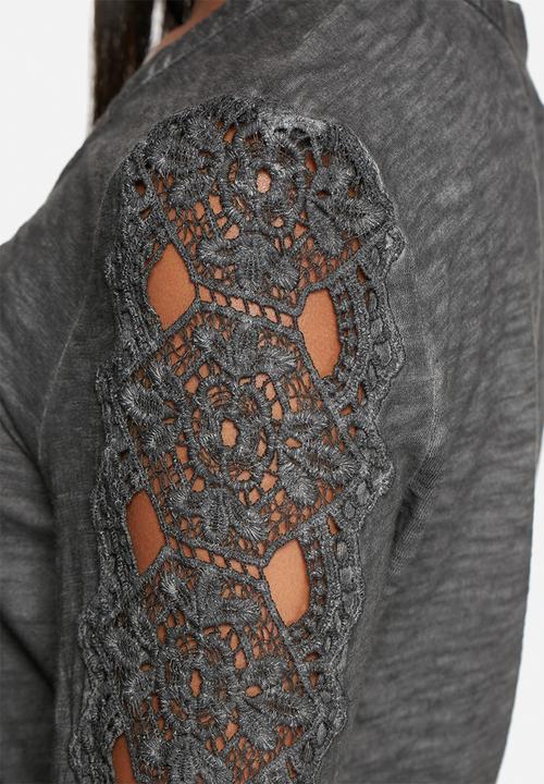 GUESS - Lace Trim Henley Top