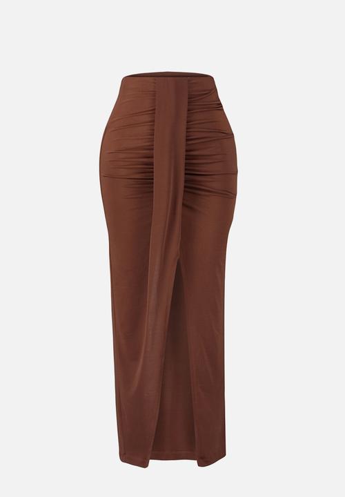 Trendyol - Midi woven skirt - brown