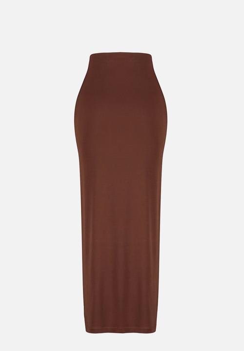 Trendyol - Midi woven skirt - brown