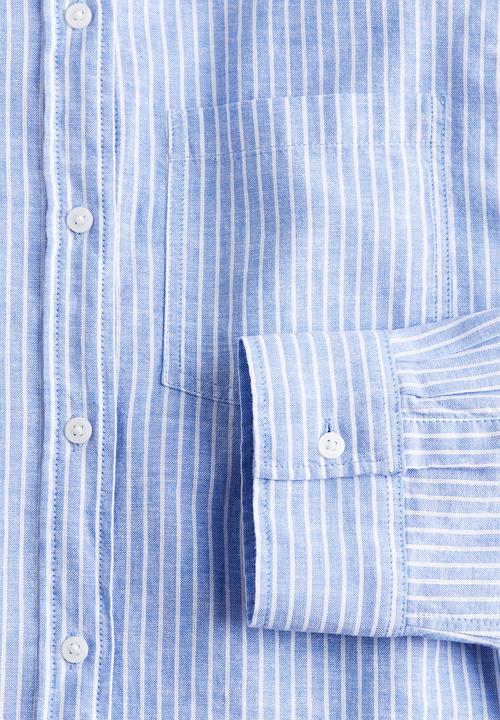 H&M - Linen-blend shirt - blue & white striped