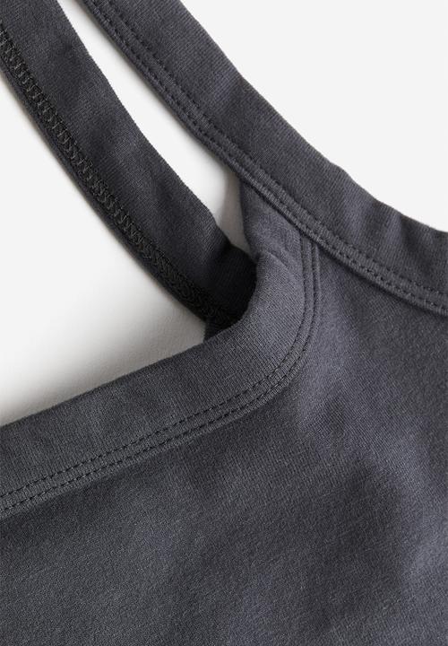 H&M - Cropped strappy top - dark grey 