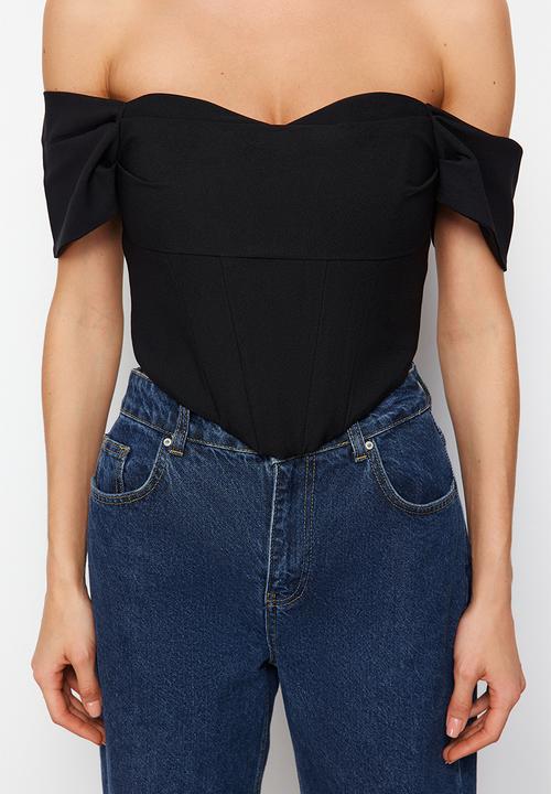 Trendyol - Carmen collar woven bustier - black