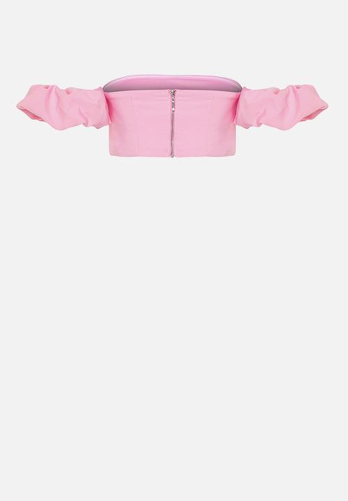 Trendyol - Crop woven bustier - pink
