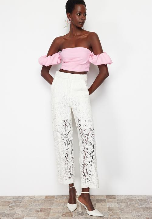 Trendyol - Crop woven bustier - pink