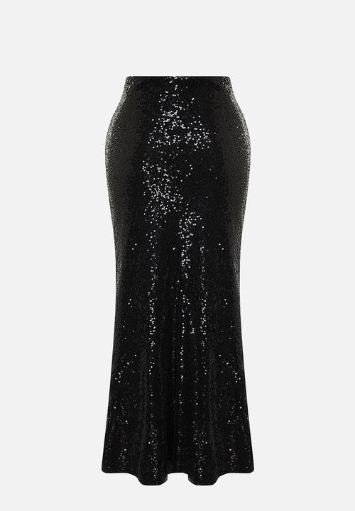 Trendyol - Woven sequin long skirt - black