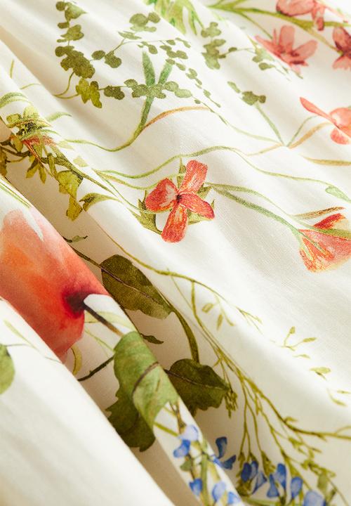 H&M - Linen-blend midi dress - cream floral