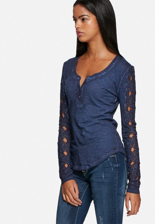 GUESS - Lace Trim Henley Top