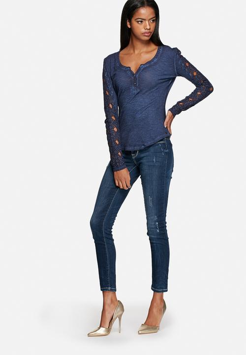 GUESS - Lace Trim Henley Top