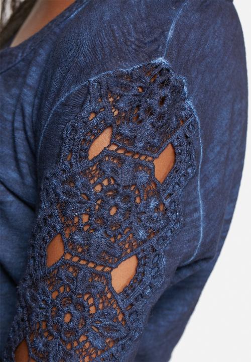 GUESS - Lace Trim Henley Top