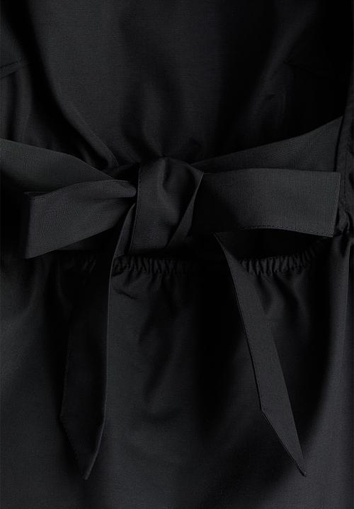 H&M - Tie-detail puff-sleeved blouse - black