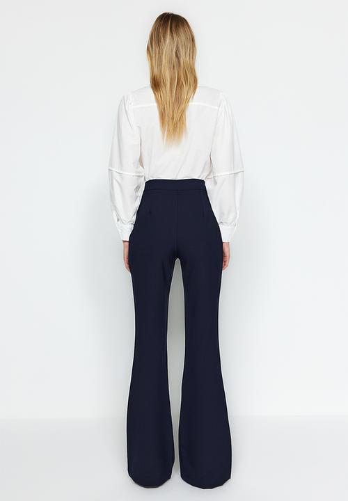 Trendyol - Spanish leg flare woven trousers - navy blue