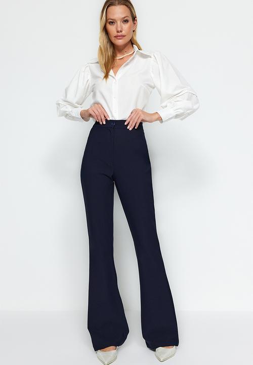 Trendyol - Spanish leg flare woven trousers - navy blue