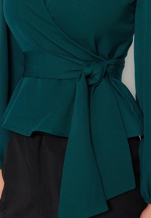 Trendyol - Double breasted tie detail woven blouse - emerald green
