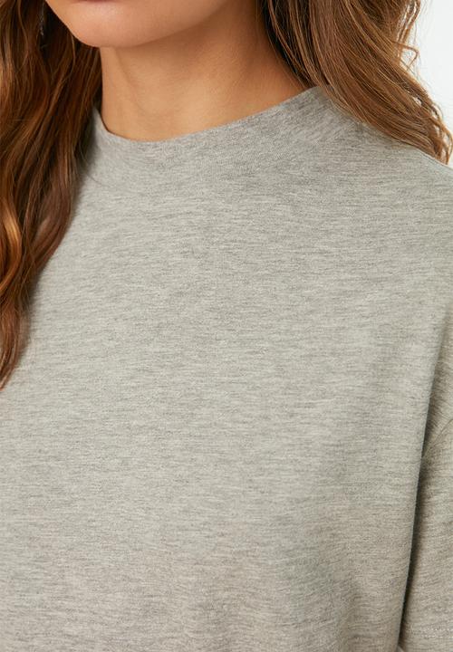 Trendyol - Basic stand-up collar knitted t-shirt - gray