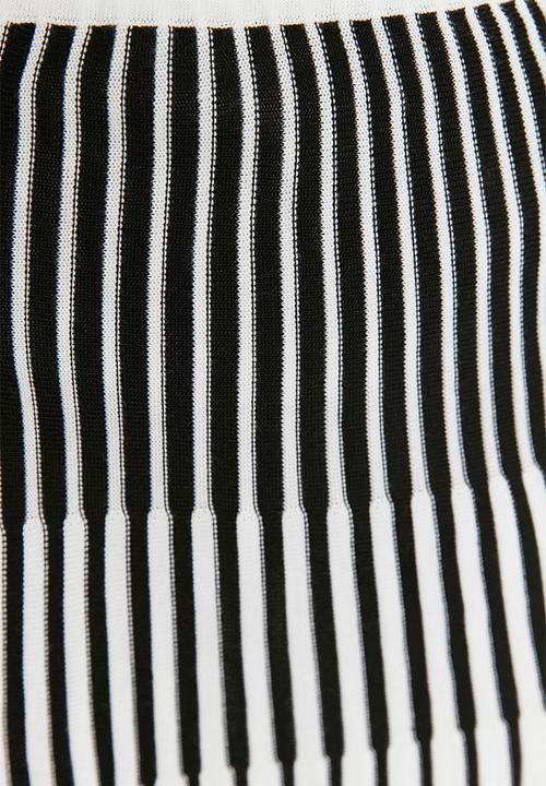 Trendyol - Midi color block knitwear skirt - black/white