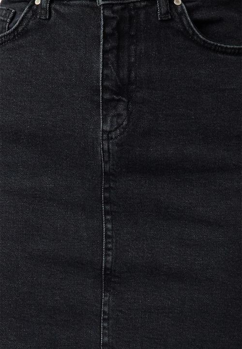 Trendyol - Basic high waist mini denim skirt - black
