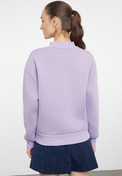 Trendyol - Thick fleece high neck relaxed/comfortable fit sweatshirt - lilac