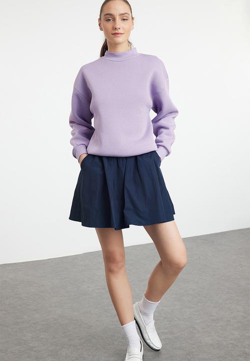 Trendyol - Thick fleece high neck relaxed/comfortable fit sweatshirt - lilac