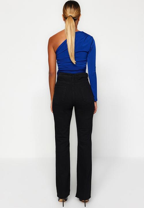 Trendyol - Slit high waist flare jeans - black
