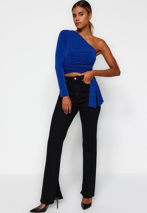 Trendyol - Slit high waist flare jeans - black