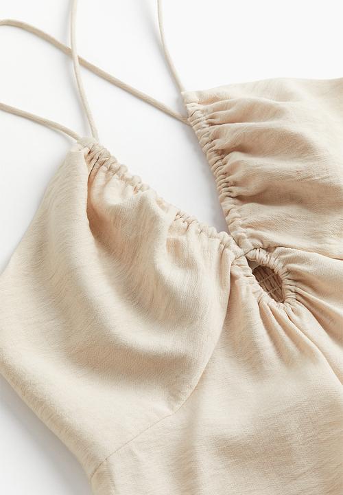 H&M - V-neckline dress - light beige