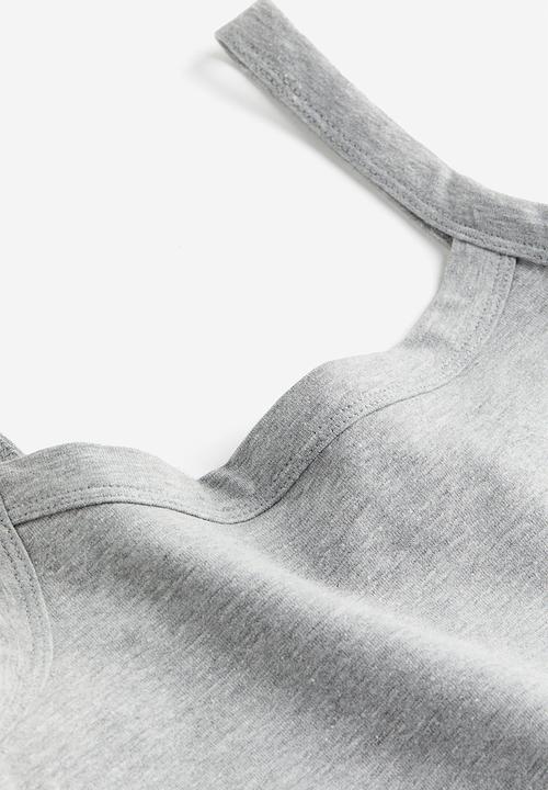 H&M - Cropped strappy top - light grey marl 
