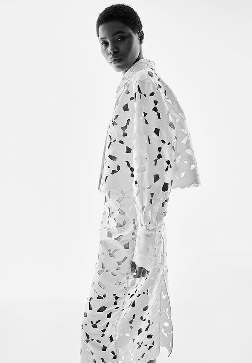 H&M - Broderie anglaise satin shirt - white