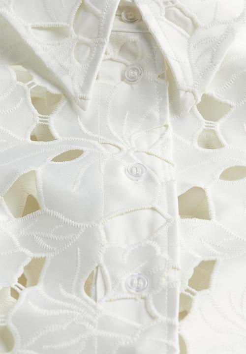H&M - Broderie anglaise satin shirt - white