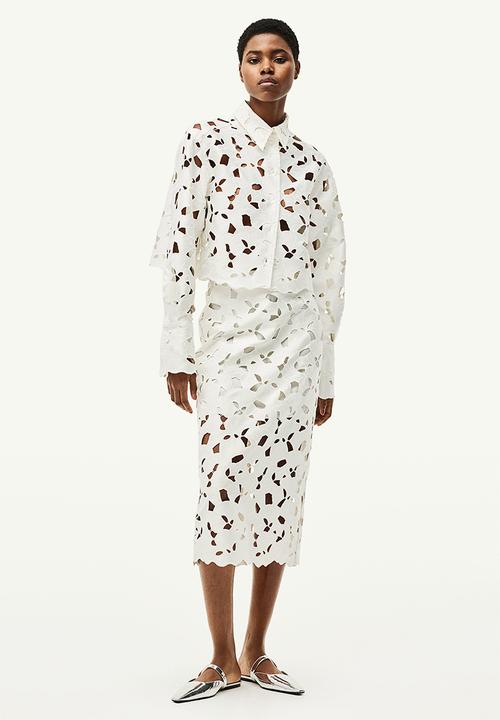 H&M - Broderie anglaise satin shirt - white