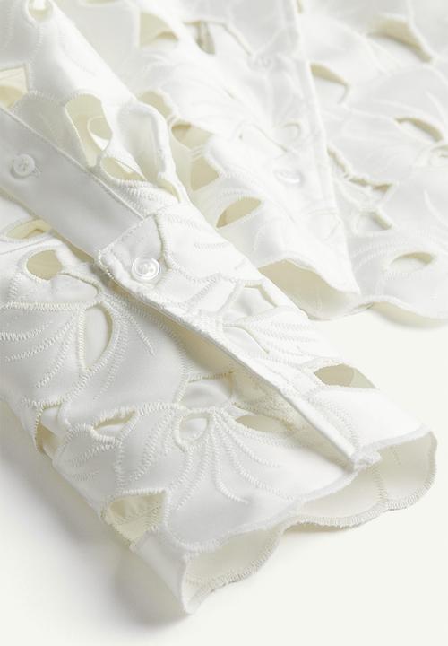 H&M - Broderie anglaise satin shirt - white
